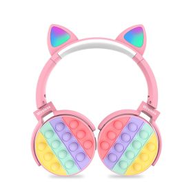 Fidget Headphones Kids Toy Headset, Wireless Bluetooth Headphone Pop Bubble On-Ear Headphone Fidget Toy Rainbow Color Fidget Headset for Children Adul