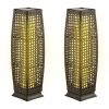 2 Pieces Solar-Powered Square Wicker Floor Lamps with Auto LED Light