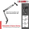 5 Core Microphone Arm Stand, Upgraded Adjustable Suspension Boom Scissor Arm Mic Stand 32 inch with Pop Filter, 3/8" to 5/8" Adapter, Mic Clip Shock M