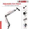 5 Core Microphone Arm Stand, Upgraded Adjustable Suspension Boom Scissor Arm Mic Stand 32 inch with Pop Filter, 3/8" to 5/8" Adapter, Mic Clip Shock M