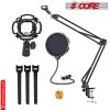 5 Core Microphone Arm Stand, Upgraded Adjustable Suspension Boom Scissor Arm Mic Stand 32 inch with Pop Filter, 3/8" to 5/8" Adapter, Mic Clip Shock M