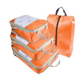 4pcs Packing Cubes Suitcase Organiser Packing Bags Luggage Organiser Set (Color: Orange)